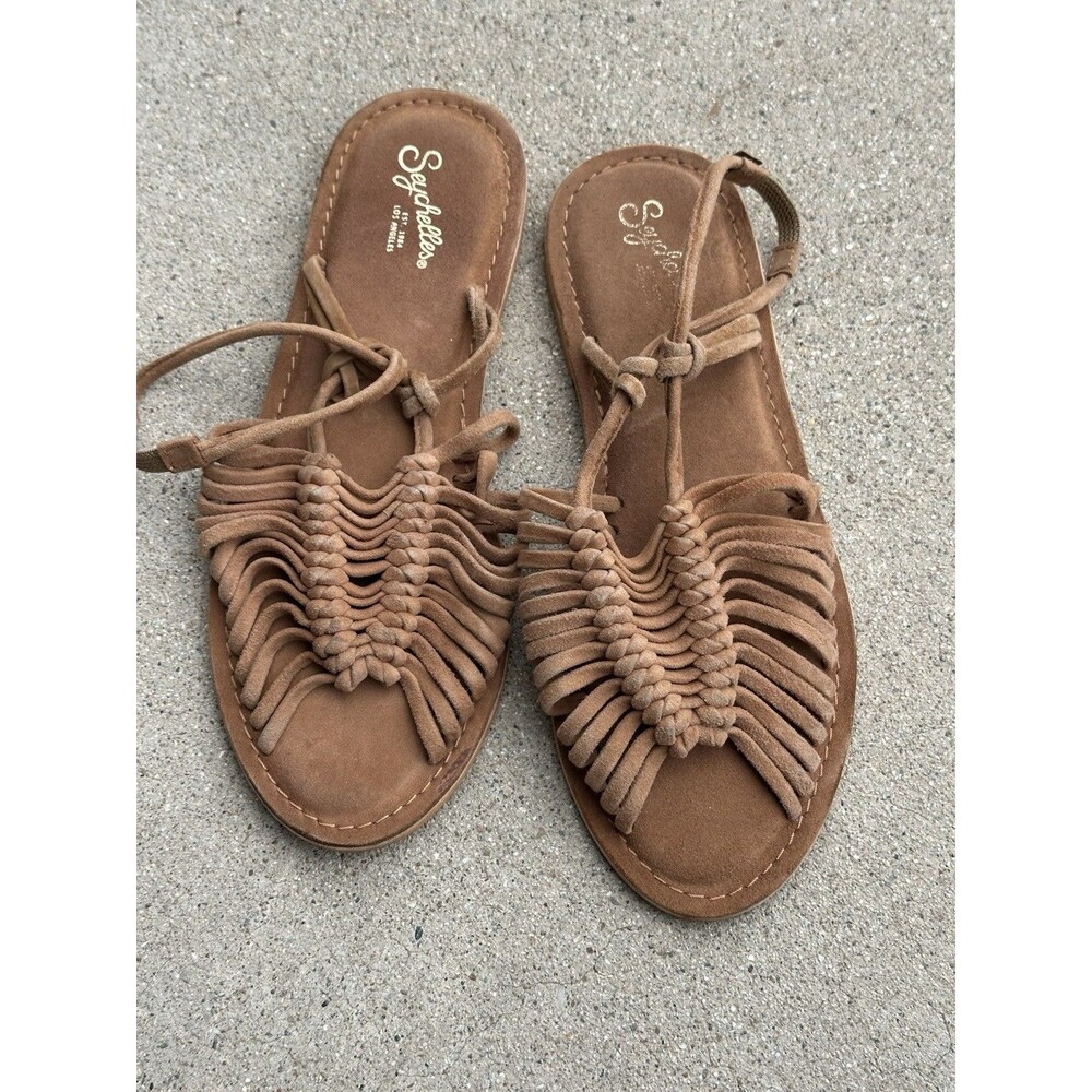 Seychelles Brown Suede Braided Strappy Sandals